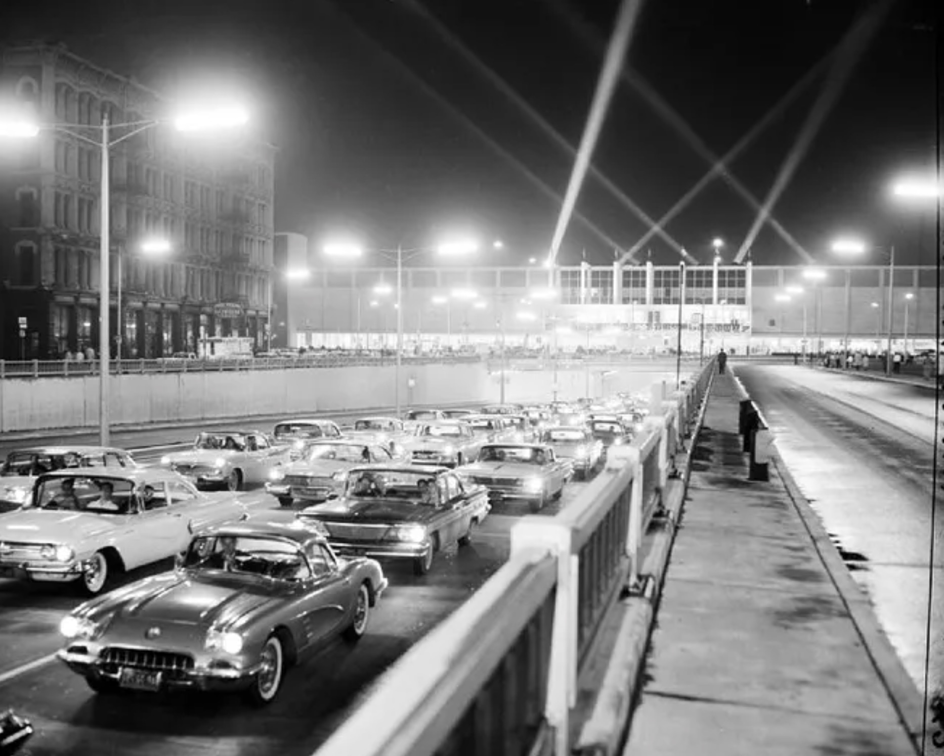 Traffic from the Detroit Auto Show leaving Cobo Hall in Detroit 